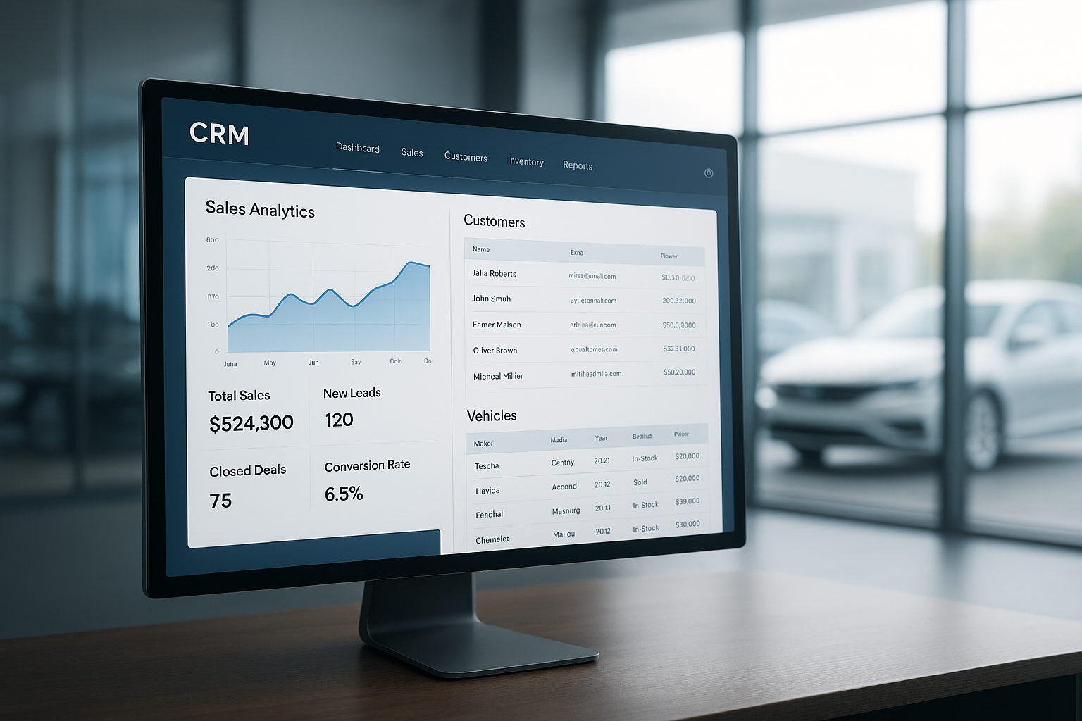 Интерфейс CRM для автосалона
